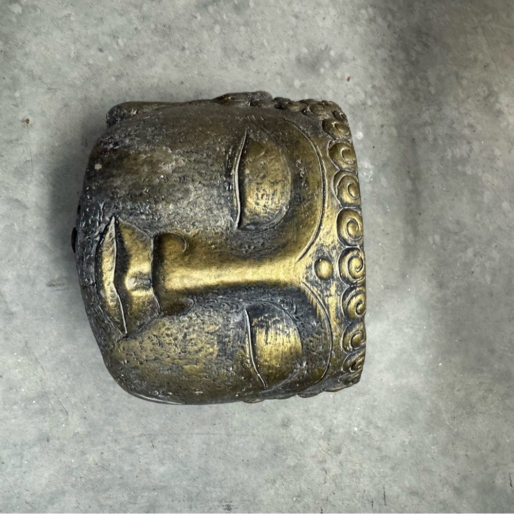 Antique Gold Buddha Head Sculpture pot plant holder